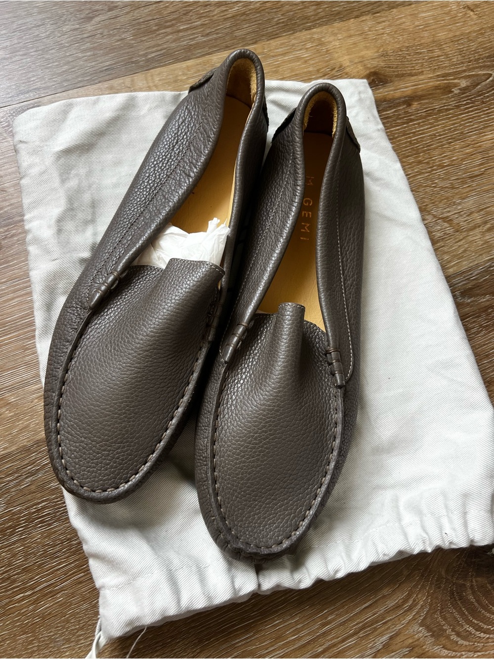 M gemi Taupe Leather Loafers - Casual Slip-On